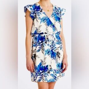 41 Hawthorn Stitch Fix Millie Dress Blue Floral Flutter Sleeve Faux Wrap NWOT 2X